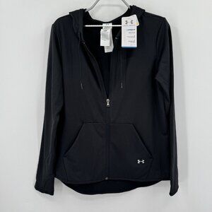Under Armour Cold Gear Full Zip Hooded Jacket sz M Women's in Black Fleece Lined